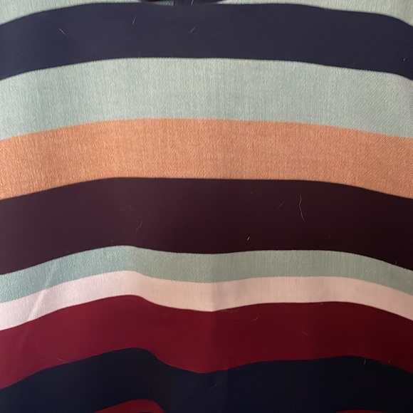 Zara Blue and Red Boxy Peplum Blouse Short Sleeve Small - Picture 2 of 4